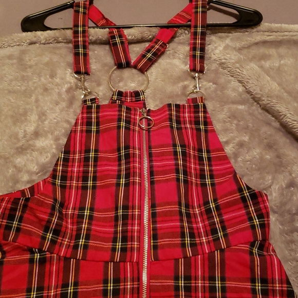 Hot Topic red plaid suspender dress - Picture 1 of 3